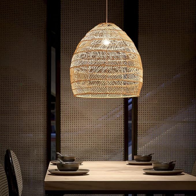 WELTS Handgeweven Rotan Hanglamp Moderne Natuurlijke Kroonluchters Industriële Verlichting Kroonluchter Nieuwe Chinese Hangende Lampen Hanglamp Plafondverlichtingsarmatuur Voor Woonkamer, Eetkamer WELTS photo 2