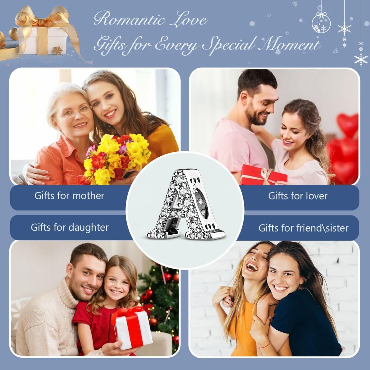 Letter Charms 925 Sterling Silver Charms A-Z For Bracelets and Necklaces Initials Beaded Gifts For Women - Image 5