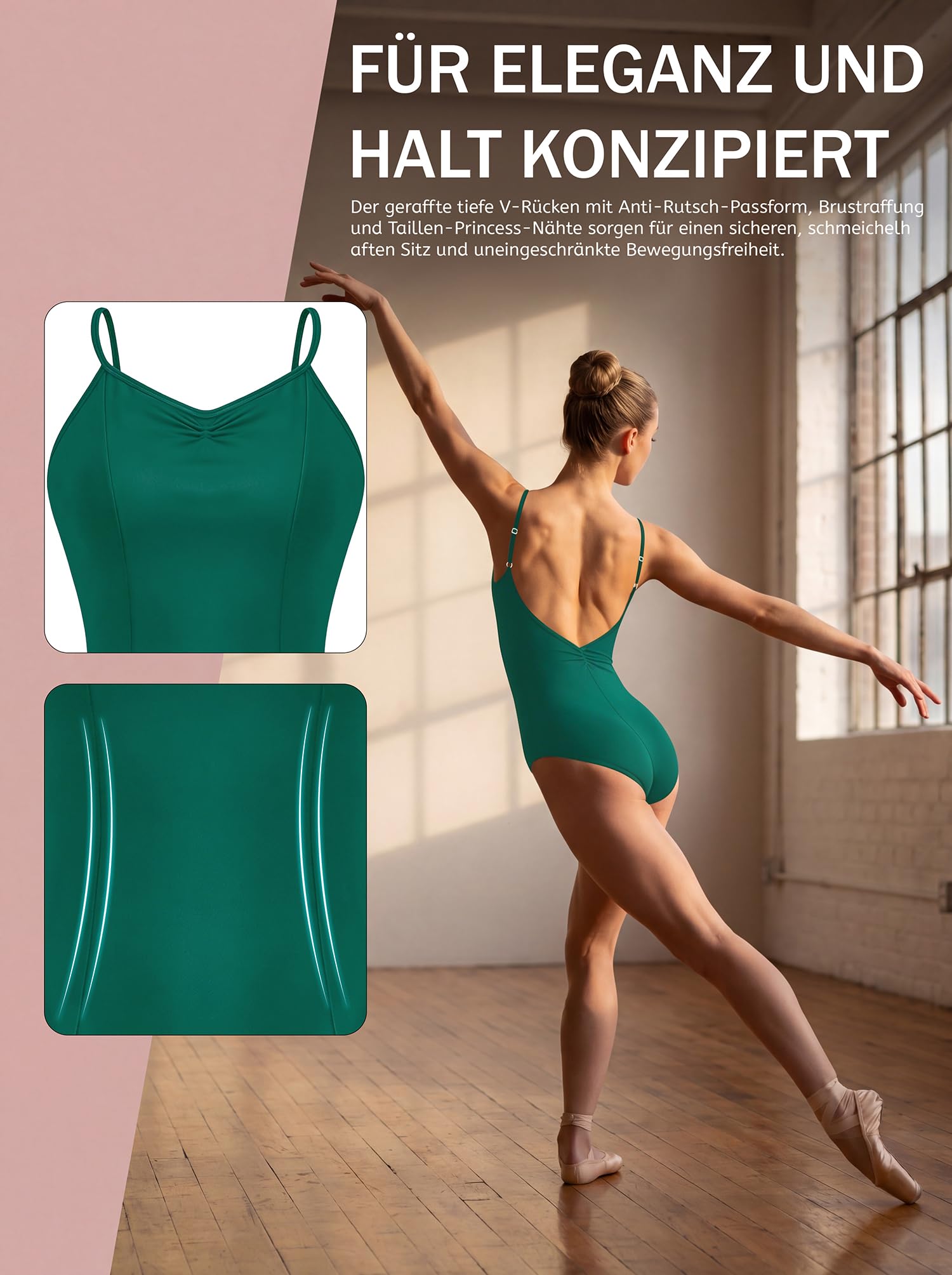 Damen Träger Ballettanzug Verstellbare Träger V Rücken Tanzkleidung