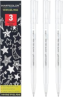 White Gel Pens, 1mm Fine Point Gel Ink Pen Opaque Archival Ink Pens for Black Paper Drawing, Sketching, Illustration, Card Making, Bullet Journaling, 3 Pack