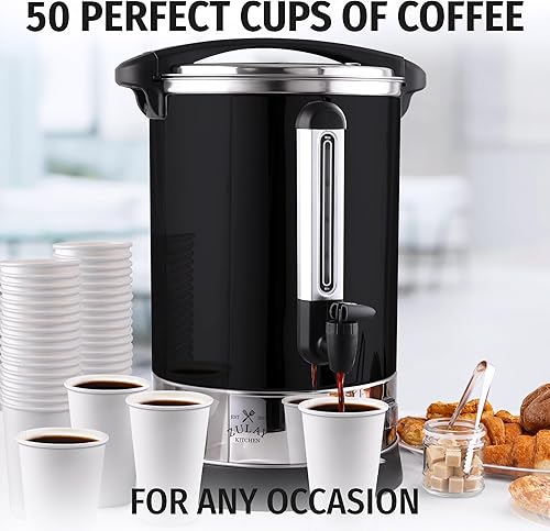 Miniatura 6 de Zulay Kitchen Cafetera de grado comercial, urna de agua caliente, percoladora con acero inoxidable de doble pared, preparación rápida, se mantiene