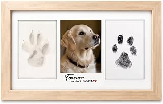 Dog Paw Print Kit Keepsake | DIY Memorial Gift for Pet Owners,Pet Lover Gifts,Paw Print Impression Kit with Customization Tool,Wood-tone