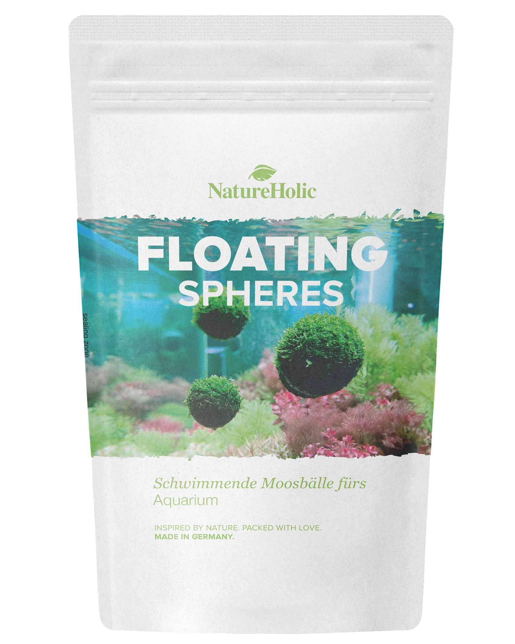 NatureHolic Floating Spheres | Aquarium Moos Bälle | Schwebende Mooskugeln zum Selbst aufbinden