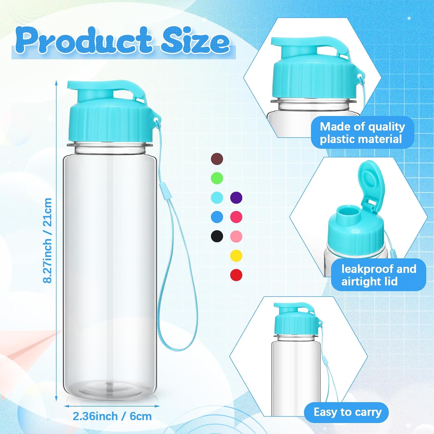 Mifoci 20 Pieces Water Bottle Bulk 17 oz Plastic Water Bottles Bulk Gym Sports Adults Reusable Large Bottles with Leak Proof Flip Top for Party Outdoor(Regular Style,Assorted Color) - Image 2