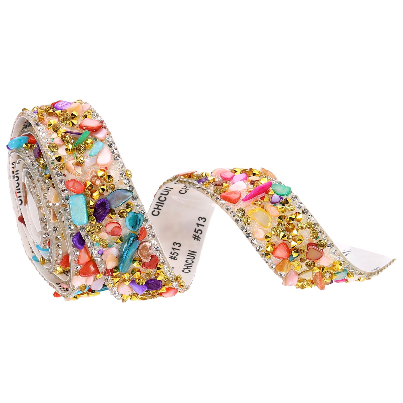 sourcing map 1 Yard x 0.79 Inch Crystal Rhinestone Ribbon, Self Adhesive Resin Crystal Trim Ribbon Strips Bling Artificial Gem Stone Beaded Applique for Clothing DIY Crafts, Multicolor