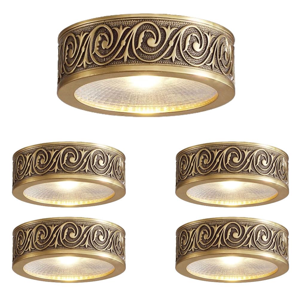 JKJZSALJ 5-Pack 3.9 Inch Led Ceiling Light Fixture,7W Adjustable Gimbal Retrofit Spotlight,4000K /Neutral Light,Surface Mount,With Brushed Brass Finished.Simple Retrofit Installation,Bronze