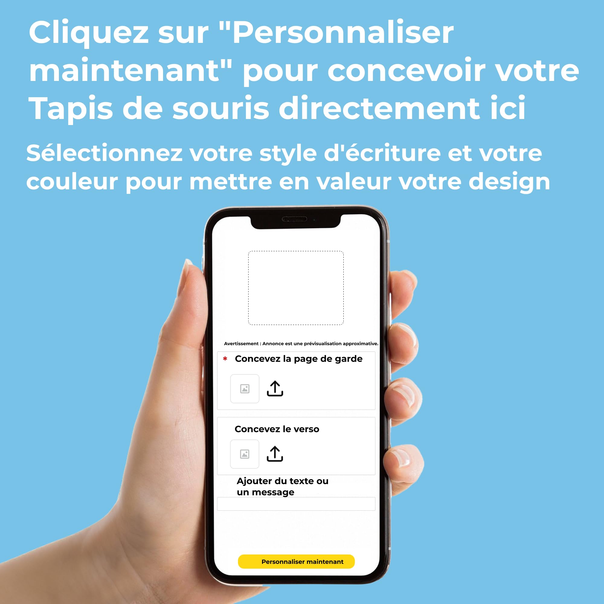 Cimpress Tapis de Souris Personnalisable 24,2 x 20,2 cm Base antidérapante Surface Textile Douce