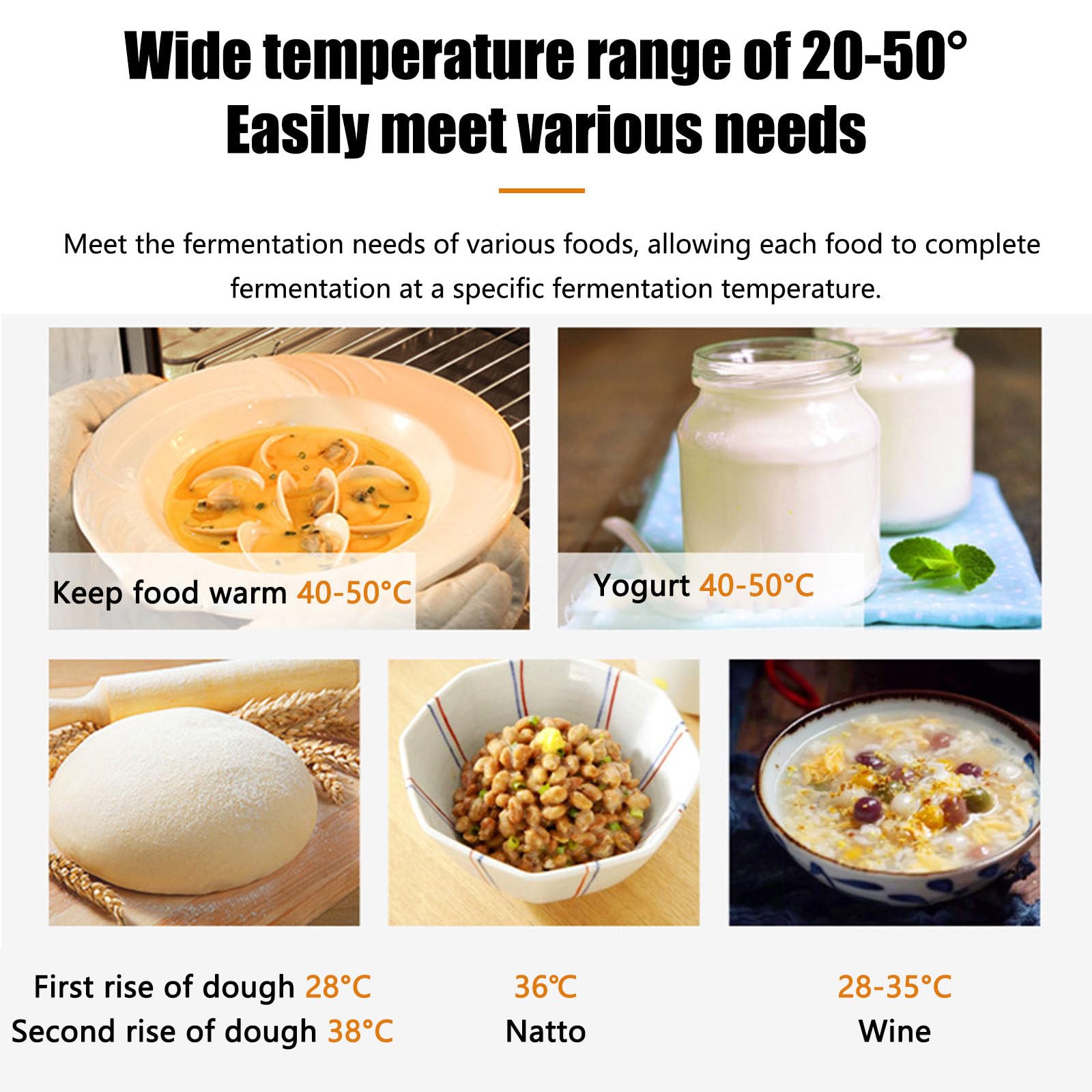 Skrzynka do wyrastania ciasta na pizzę z regulacją temperatury | Wyrastanie ciasta z temperaturą 20~50°C, akcesoria do wyrastania do wypieku chleba, jogurtu, pieczenia, fermentacji