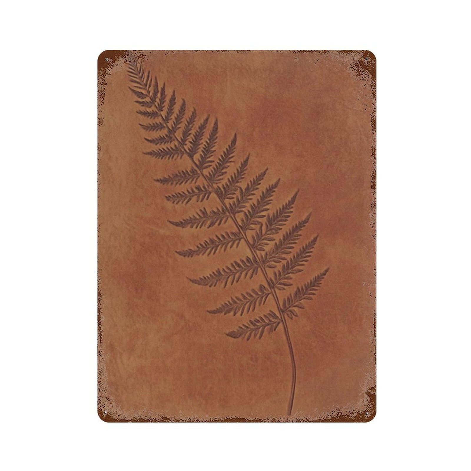 xiaoxiaoshen Fern Leaf Minimal Botanical Eh Tone Nature Rustic Plant Silhouette Modern Wall Decor Art Metal Tin Poster Modern Home Decor Art Home Bar Shop Decorations Vintage Sign 40x30cm
