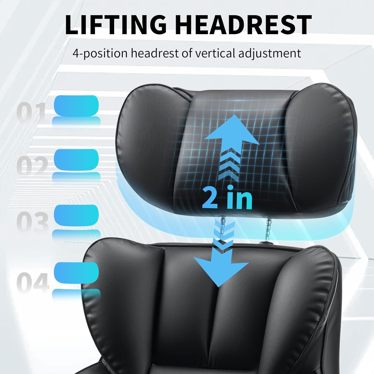 HOFFREE 400lbs Executive Office Chair with Adjustable Headrest & Lumbar Support Reclining Office Chairs for Heavy People Computer Desk Chair with Adjustable Padded Armrest Black