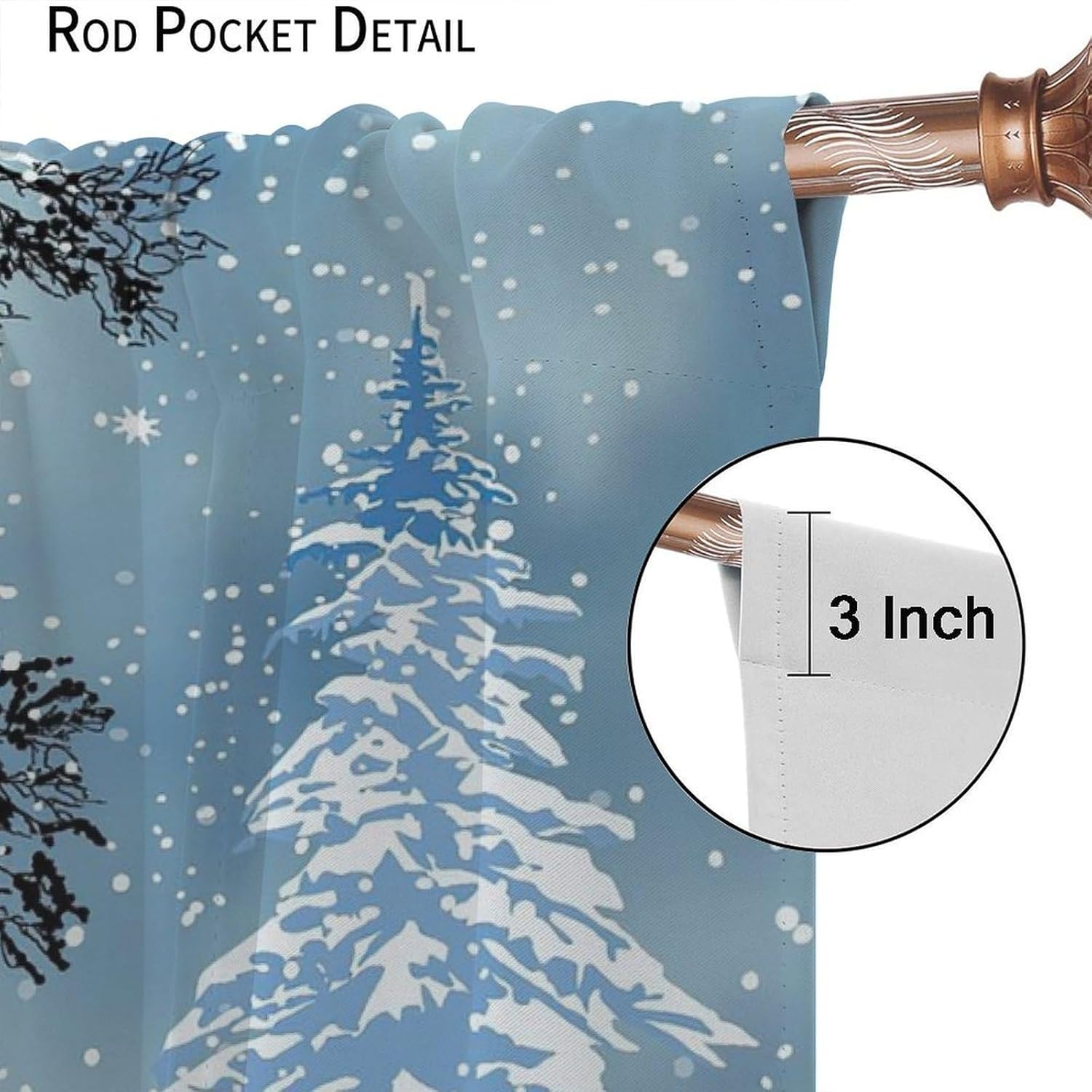 Winter Snowy Forest Blackout Curtains, Pine Tree Deer Snowflake Xmas Rustic Farmhouse Window Drapes, for Christmas Living Room Bedroom 21(W)*45(L) 2 Panels-(Happy Christmas)