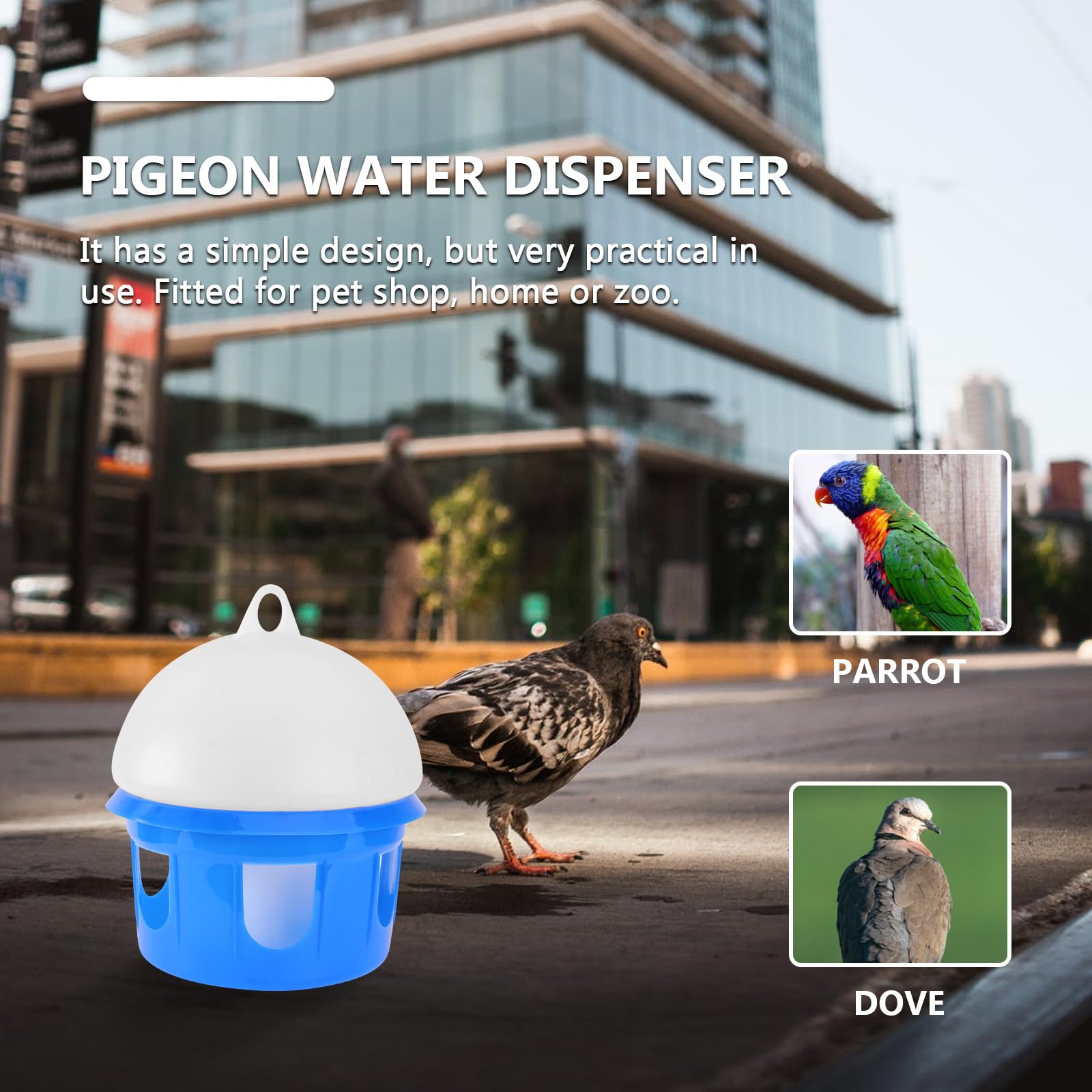 HOMSFOU Automatische Vogeltränke 6,5 L Weiß Blau Wasserspender für Tauben Papageien Vogelzubehör mit Langlebigem Material und Einfachem Reinigungssystem