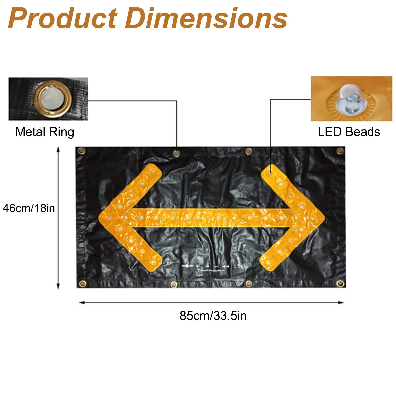 2 Uds Luz LED Reflectante de Guía de Tráfico, 85×46 cm