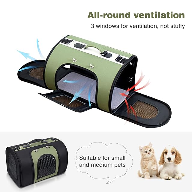 Foto 4 de 6 de PETCUTE Transportín Perro Gato,Transpirable y Plegable Transportín Perro Pequeño con Fondo…
