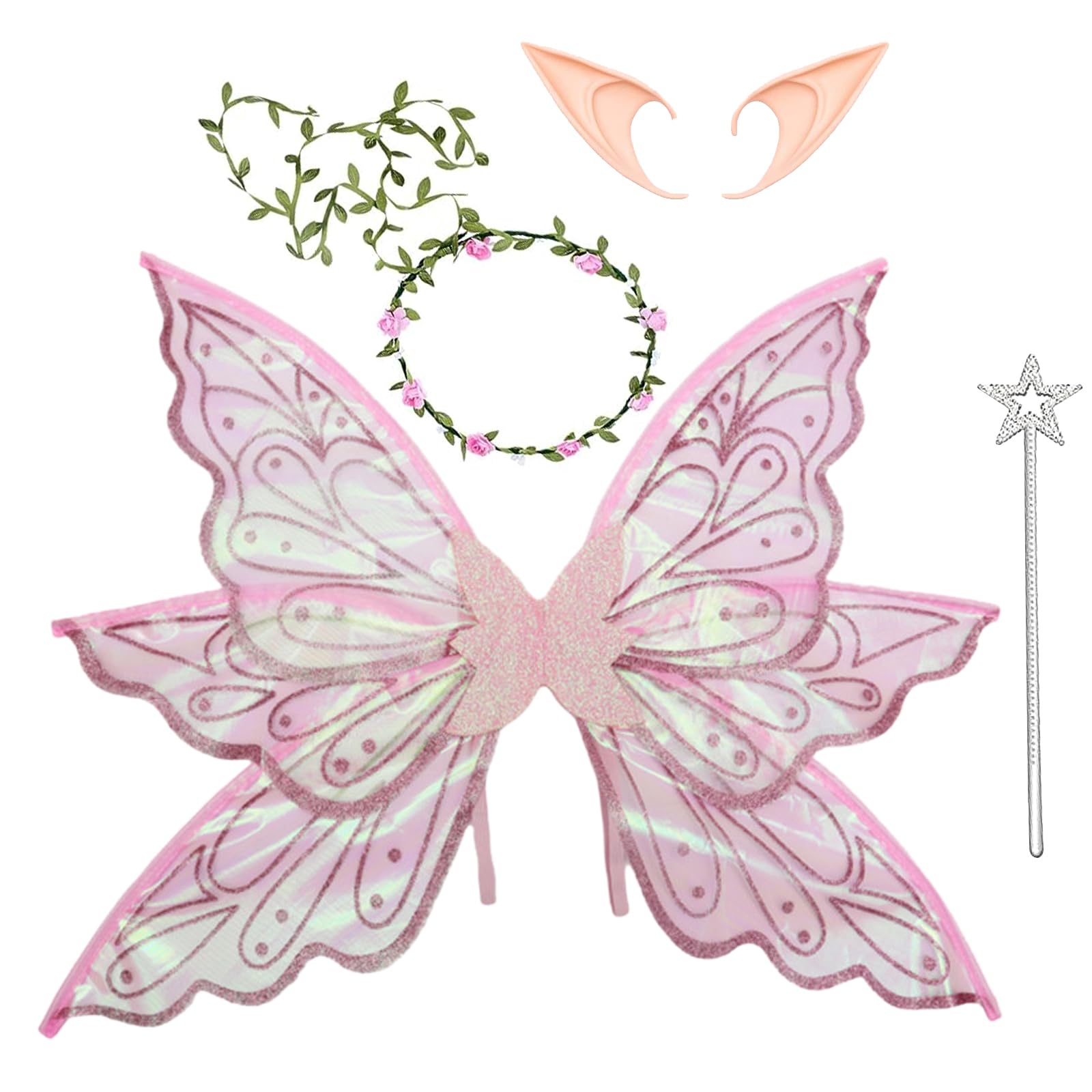 Large Gold Fairy Wings for Adults Dress Up Sparkling Sheer Wings Butterfly Fairy Halloween Costume Angel Wings for Women