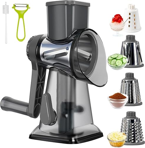 Rallador de queso, rallador giratorio de queso con asa, triturador de queso giratorio multifuncional que ralla sin esfuerzo queso, verduras y frutas disponible en Yaxa Colombia