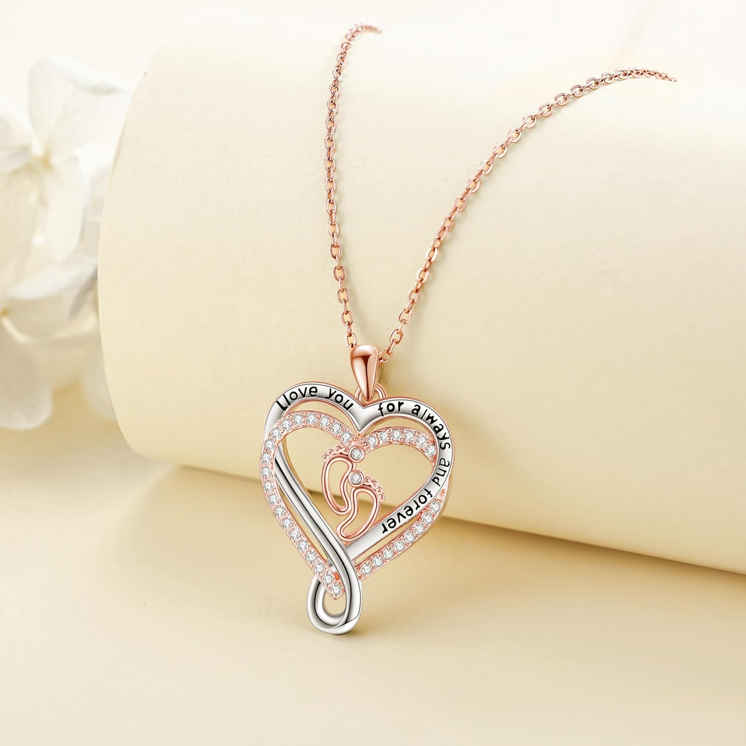 Footprint Necklace 925 Sterling Silver Pregnancy Gifts for First Time Mothers A Mom to Be Necklace Pregnant Gifts for Women Mom Friends - Image 2