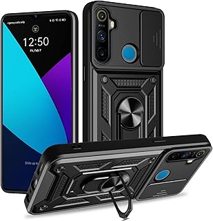 Case Cover Shock resistant UNBLACK Sliding CamShield TPU + PC Compatible with Realme 5 / Realme 6i (Black)