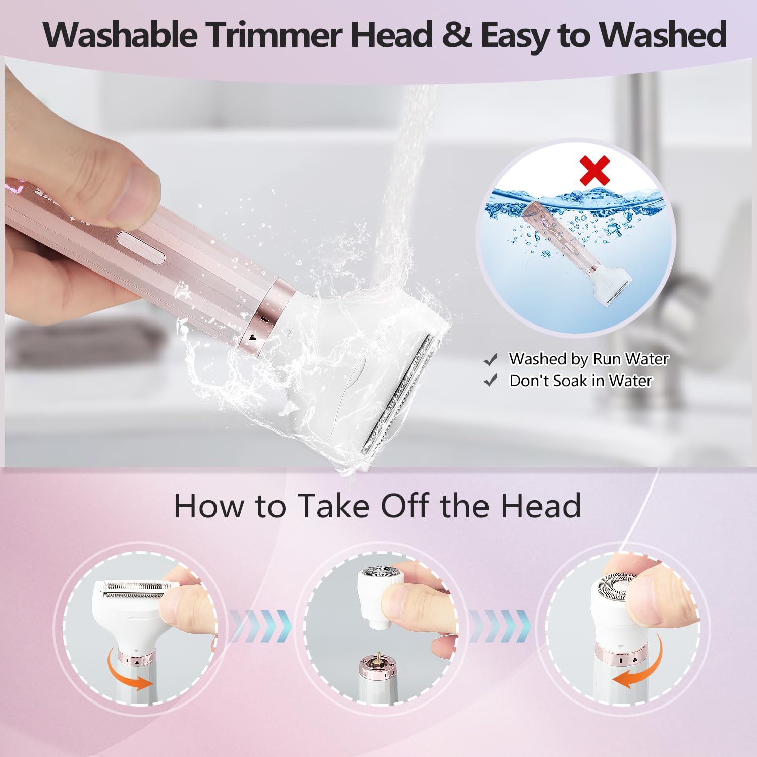Maquinilla de afeitar eléctrica 5 en 1 para mujer, removedor de vello facial sin dolor, recortadora de bikini recargable para mujer, maquinilla de afeitar facial húmeda/seca para cara, nariz, cejas,