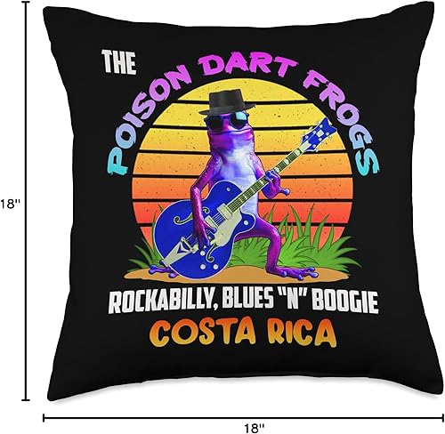 Miniatura 4 de Funny Cute Frog 1950's 1960's Vintage Nostalgia Poison Dart Frogs Blues Retro Rockabilly Fifties Dark Shades - Almohada de 18 x 18 pulgadas,