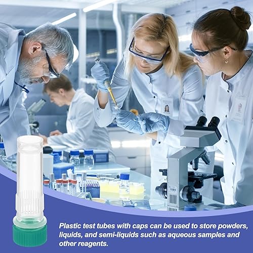 Miniatura 10 de PATIKIL Tubos de ensayo de plástico de 0.3 fl oz, paquete de 25 tubos de ensayo congelados transparentes, tapón de rosca graduado para