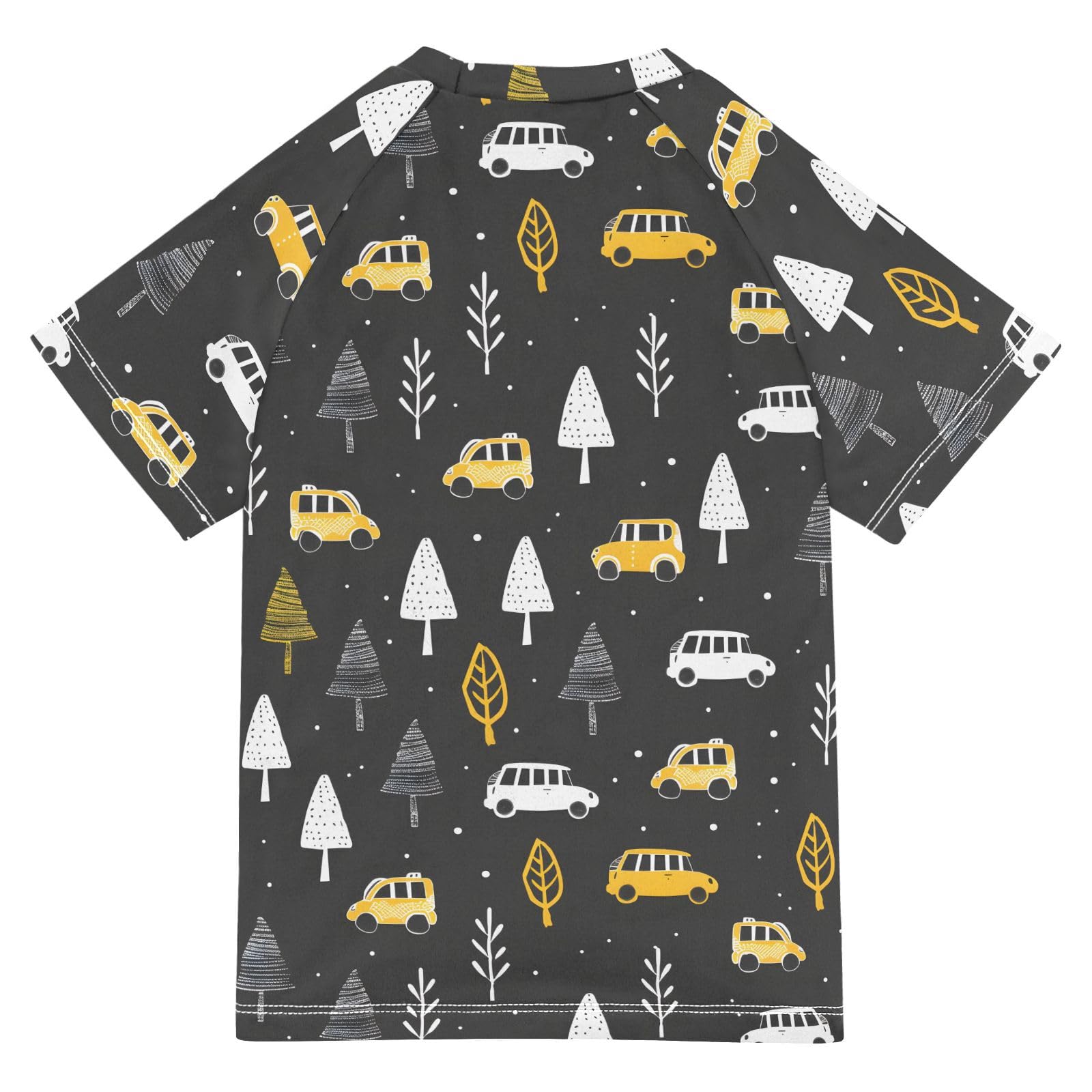 ALAZA Kids Rash Guard Toddler Swim Shirt Boy Girls Cars in Forest UPF 50+ Short Sleeve 4T