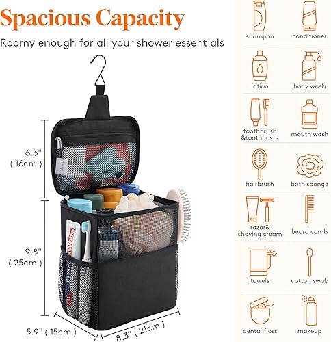 Miniatura 22 de Lifewit Bolsa de ducha de malla portátil para dormitorio universitario, artículos esenciales para baño, gimnasio, viajes, camping, organizador