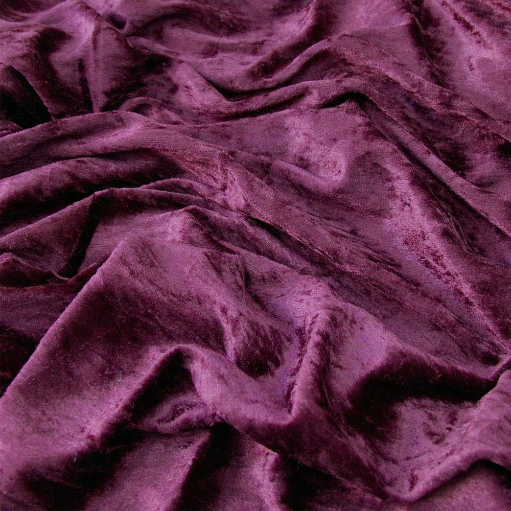Discount Fabrics Ltd Grape Premium Crushed Velvet Stretch Velour Fabric 150Cm 59" Wide For Upholstery Dress Craft Drape Curtain Bed Headboard Material By The Meter By (Grape)