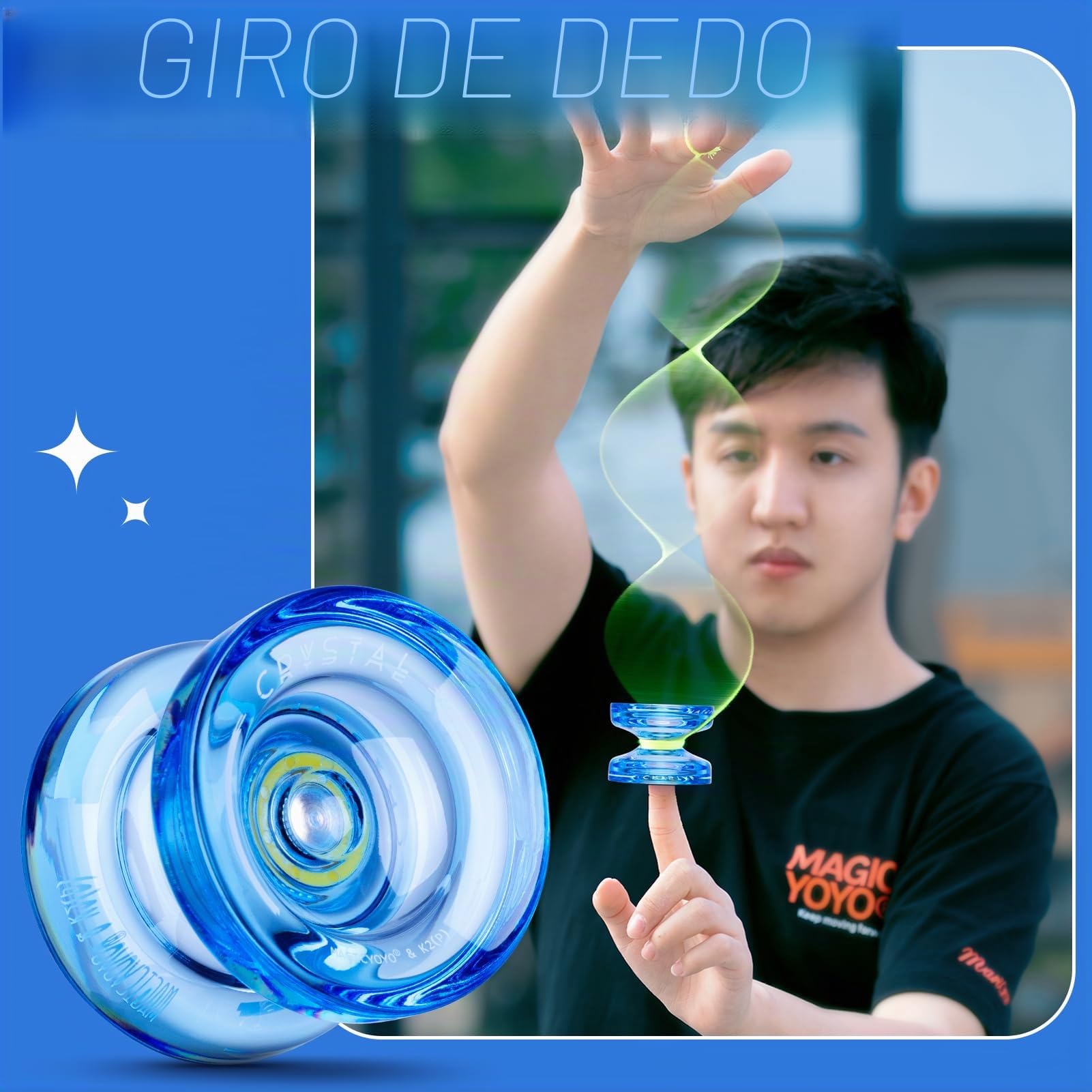 YOYO Niños Yoyo reactivo K2 Plus, Doble Uso Yo-yo para Principiante, con rodamiento KK de reemplazo para Jugadores avanzados intermedios, removedor de rodamiento, Bolsa, 5 Cuerdas Yoyo (Azul)