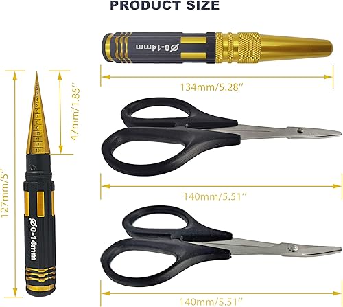 Miniatura 2 de Escariador de cuerpo RC 0.000-0.551 in perforador de agujero con manga y tijeras curvas y tijeras rectas Set RC montaje de carrocería de coche para