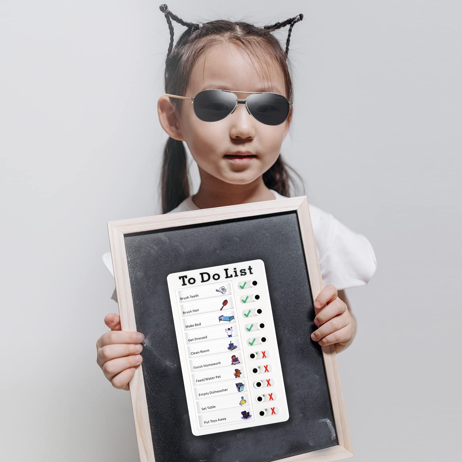 LUTER 2 Piezas Tabla de Tareas Adulto, Plástico Blanco Tablas de Tareas Lista Tareas Diarias Portátil con 6 Piezas Cartulinas para Niños Adultos Artículos de Verificación