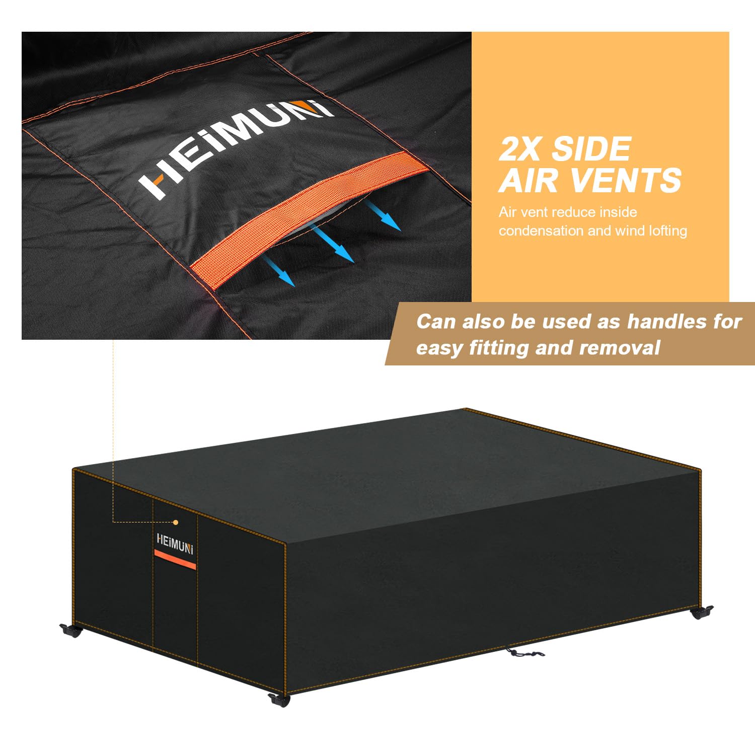 HEIMUNI Pallet Sofa Covers Waterproof, Rattan Garden Sofa Cover 420D Oxford Fabric Outdoor Furniture Covers with Air Vent - Image 3