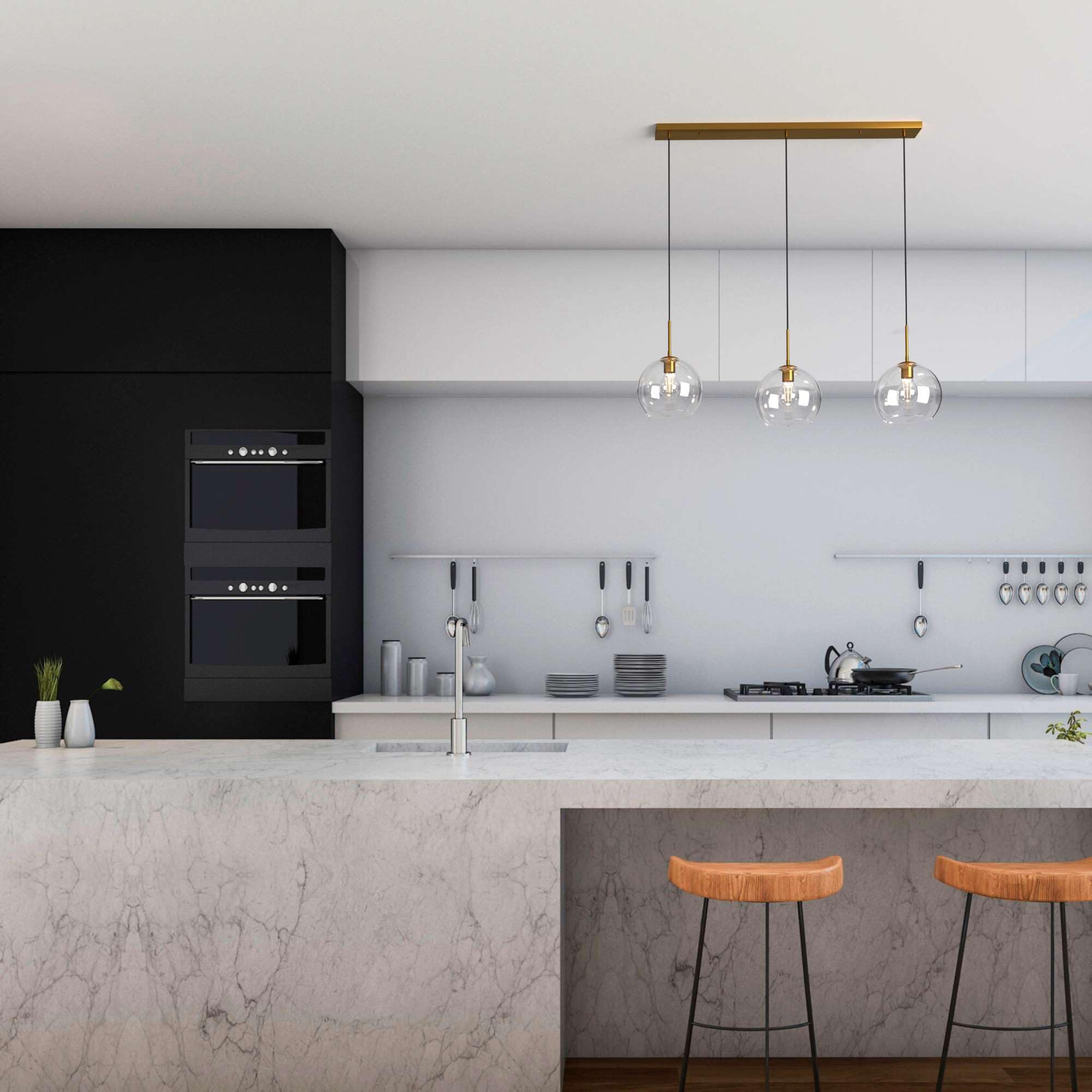 B·LED BARCELONA LED Lampada a sospensione tripla in vetro Merce - 3 x E27
