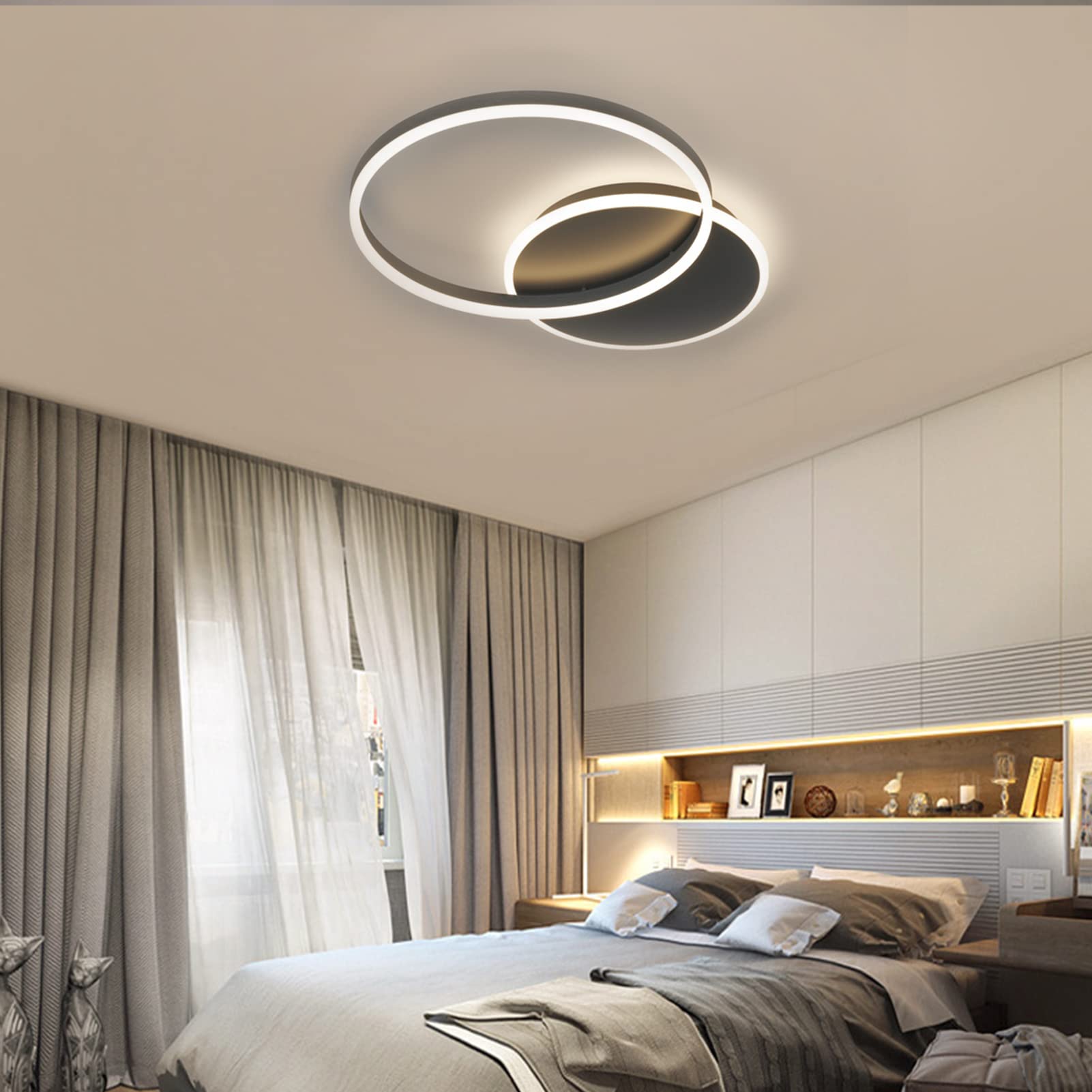 Suspension LED dimmable ronde en acrylique moderne avec télécommande