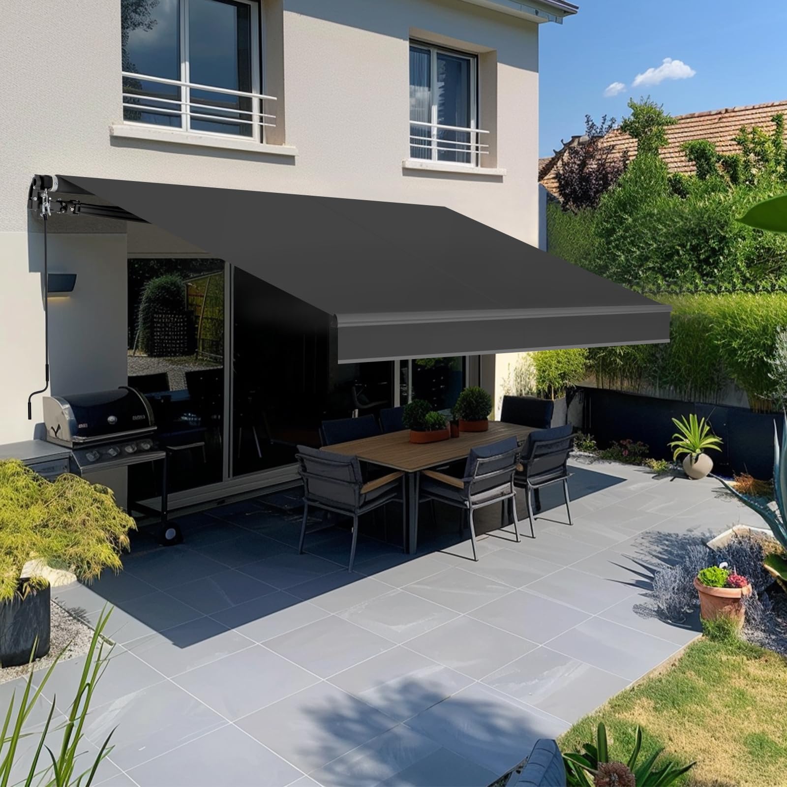 HOMEDEMO Gelenkarmmarkise Markise mit Handkurbel, 300x250cm, Anthrazit, Sonnenmarkise Terrassenmarkise Winkel Einstellung(5-60°), Balkon Markisen mit Wasserdichter Beschichtung inkl. Wandhalterung