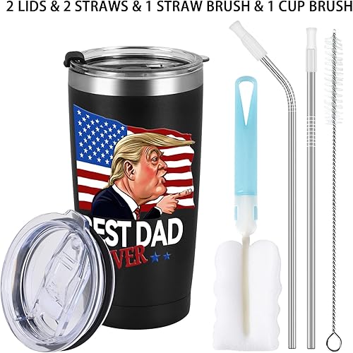 Miniatura 4 de Qtencas Best Dad Ever Gifts - Vaso de viaje aislado de acero inoxidable con texto en inglés "Best Dad Ever Trump", divertido regalo para el Día del