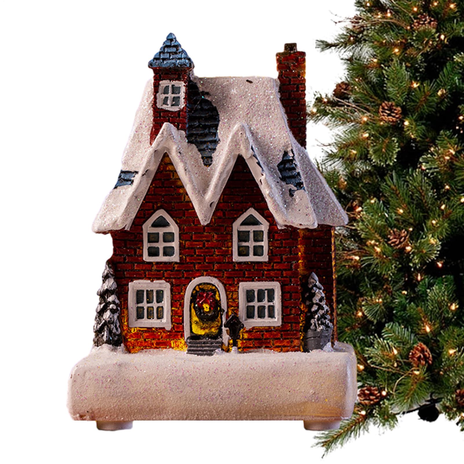 Casas De Pueblo Navideño | Pueblo De Nieve con Luces | Decoración Hogar para Estante Ventana Escaparate | Fiesta Invierno Navidad