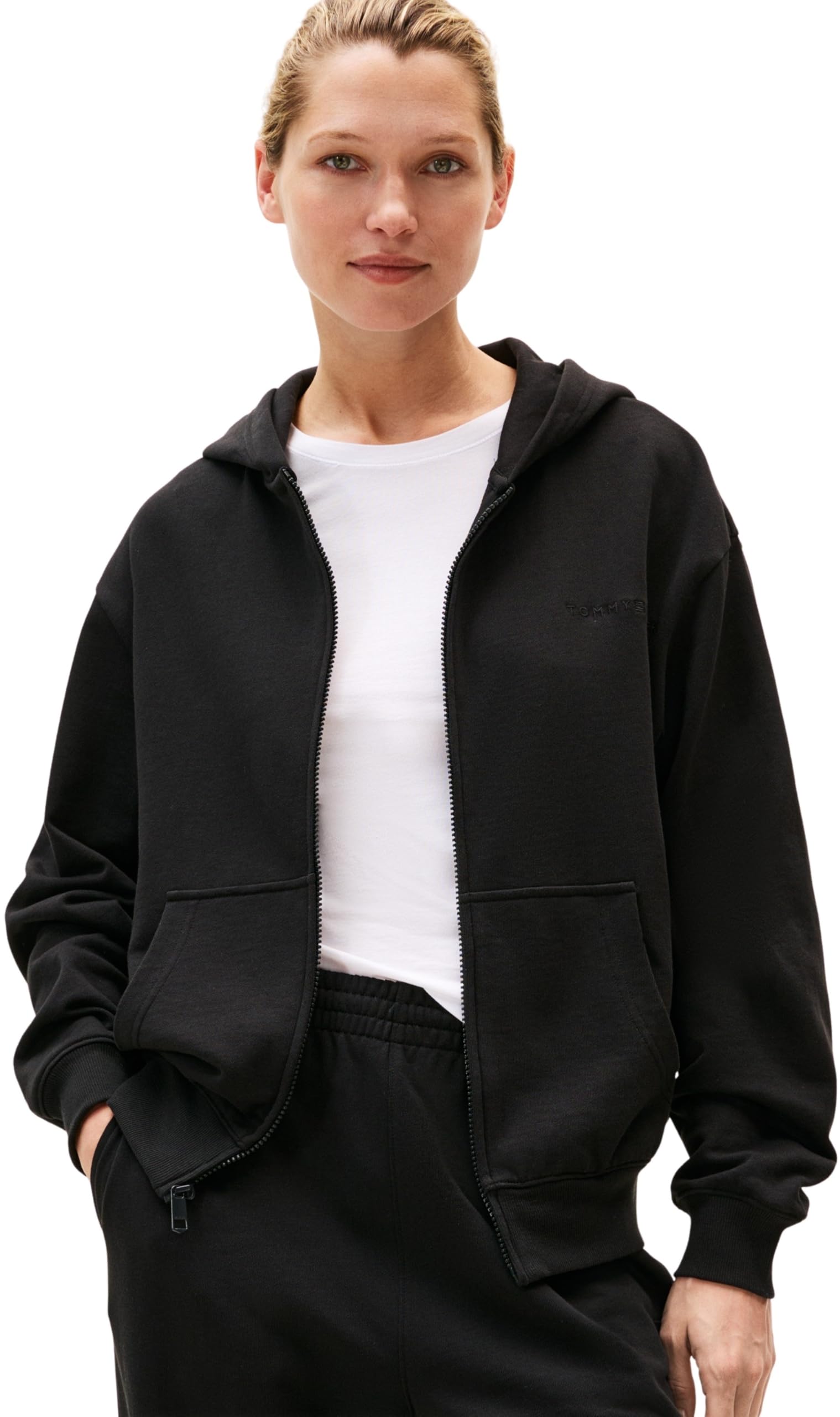 Tommy Hilfiger Women’s Full Zip Hoodie, Black (Black), L