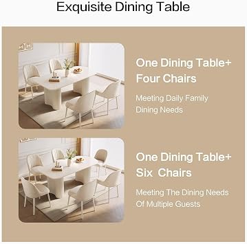Modern Oval Dining Table with Fluted Pedestal Base, Nordic Minimalist Kitchen & Dining Room Table for 4-6 People, Cream White Space Saving Dining Table for Home & Apartment (Dining Table Only, 160 cm)