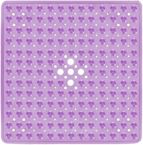 ENKOSI Tapete de ducha cuadrado antideslizante, 21 x 21 pulgadas, morado transparente, ideal para ancianos, antideslizante, antideslizante
