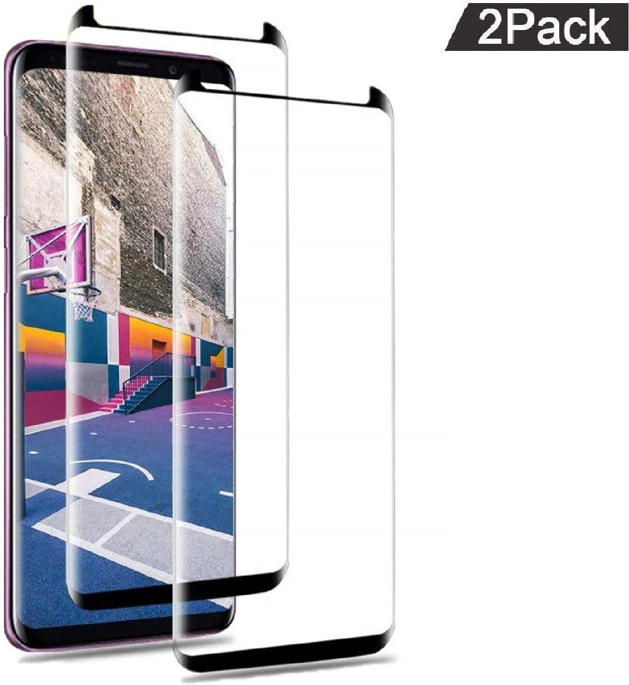 WHJJK Galaxy S9 Plus Screen Protector Glass,[2 Pack] Full Cover (3D Curved) Tempered Glass Screen Protector with Dot Matrix for Samsung Galaxy S9 Plus