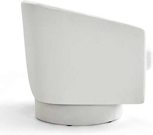 Miniatura 6 de Silla giratoria con diseño de barril, sillas redondas de tela de chenilla para sala de estar, modernas sillas de rincón de lectura cómodas tapizadas