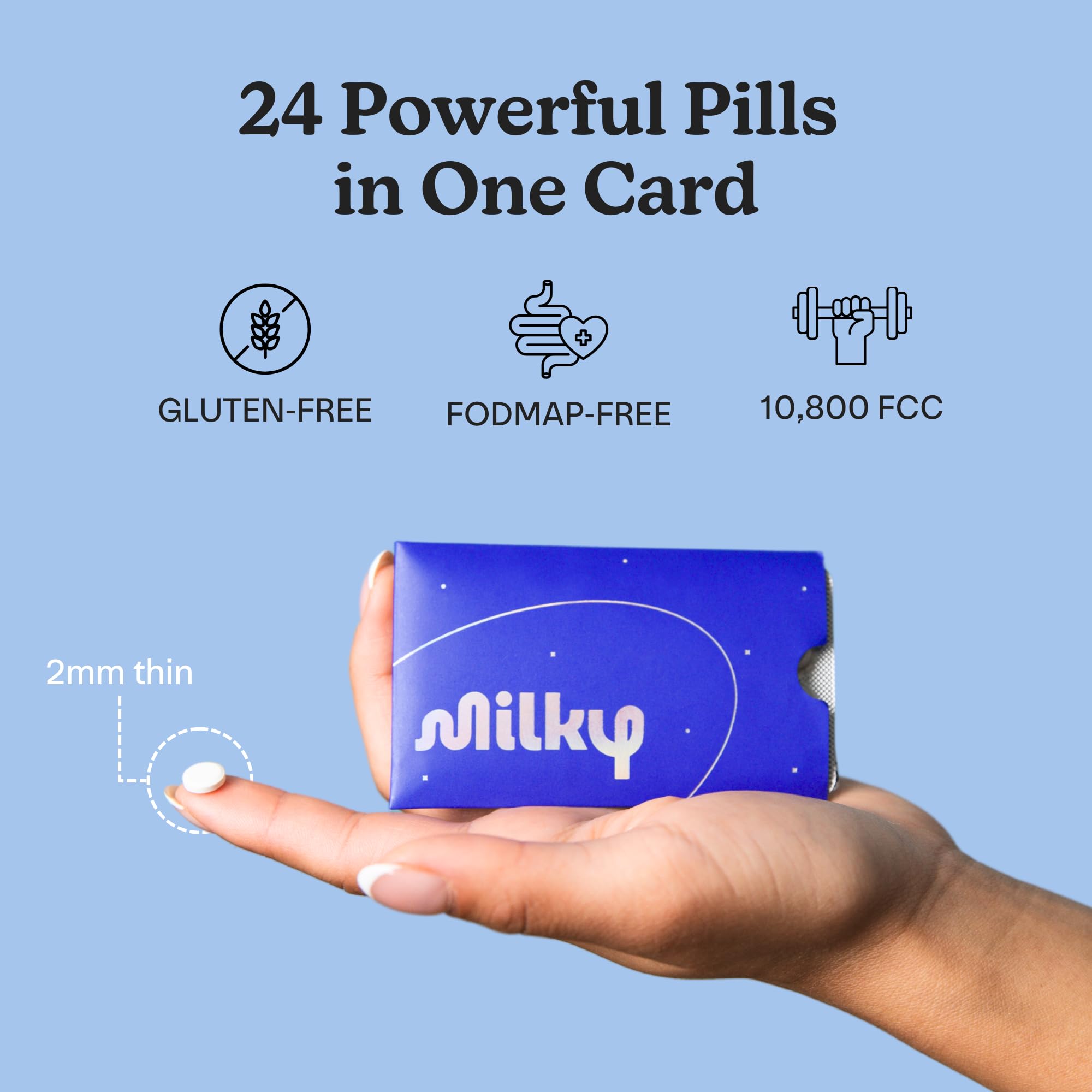 Milky Lactose Intolerance Pills - 10,800 FCC - Dairy Relief for Lactose Intolerance - Lactase Enzyme Tablets - Portable Credit Card Sleeves - Bloating & Gas Relief (48 Count Astral Violet) — Amazon image 2