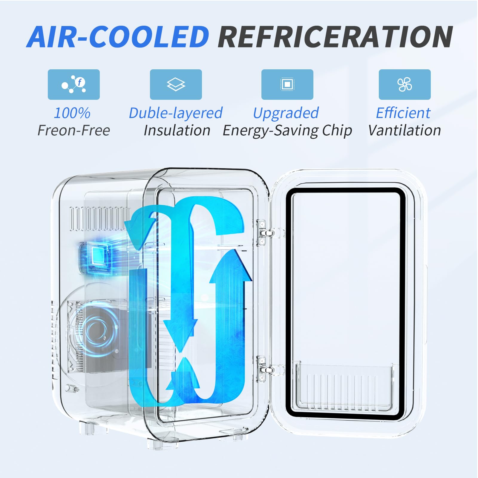 YASHE Mini Fridge, 6 Liter/8 Cans 220-240V AC/DC Portable Thermoelectric Cooler Refrigerators for Bedroom, Skincare, Beverage, Office, Dorm Room and Car, White — view 7