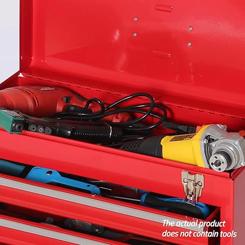 Miniatura 4 de Caja de herramientas portátil de acero con cajones, caja de almacenamiento de 4 cajones de 20.6 pulgadas, caja de herramientas de metal con