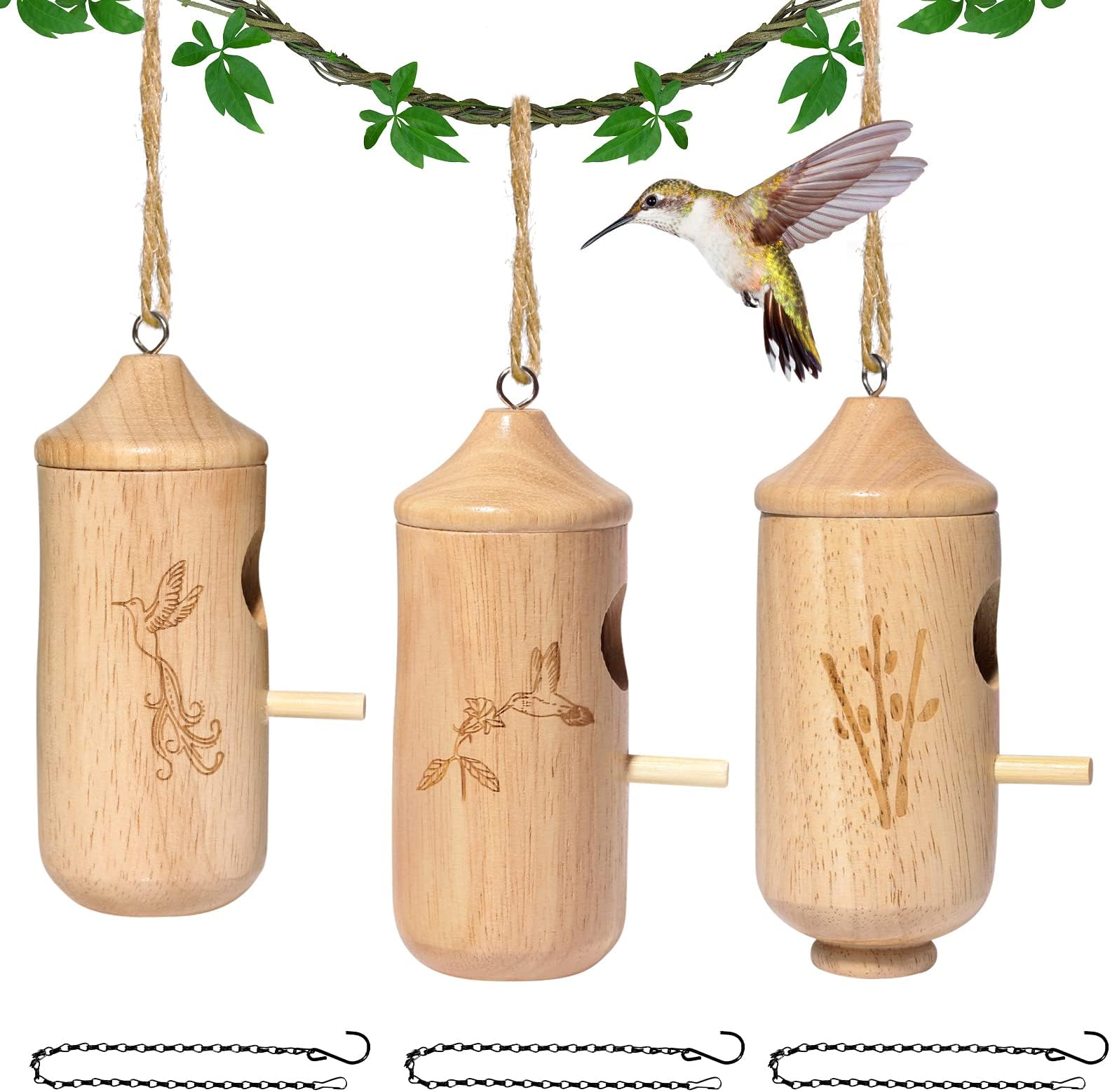 TONY HOBY Hummingbird House, Bird House Outdoor, Wooden Hanging Bird Nest for Garden, Warm Finch Houses (Set of 3)