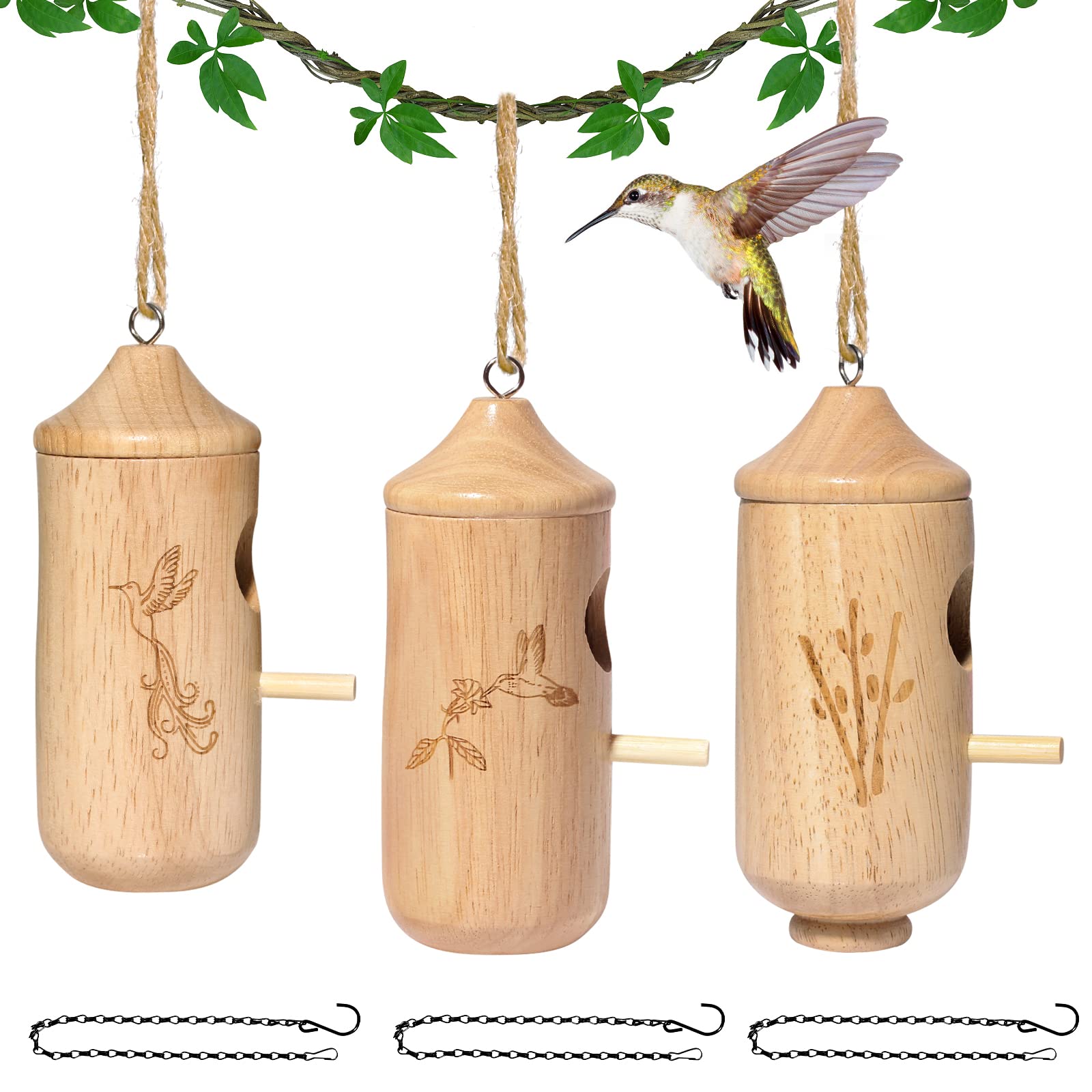 TONY HOBY Hummingbird House, Bird House Outdoor, Wooden Hanging Bird Nest for Garden, Warm Finch Houses (Set of 3)