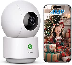 Advanced 4 Million High Pixels, 2.4 G and 5 G WiFi Compatible, One-Touch Call Function) Surveillance Camera, Pet Camera, Aosu Indoor, Security Camera, Human Body/Motion/Voice Detection, Automatic asin的图片
