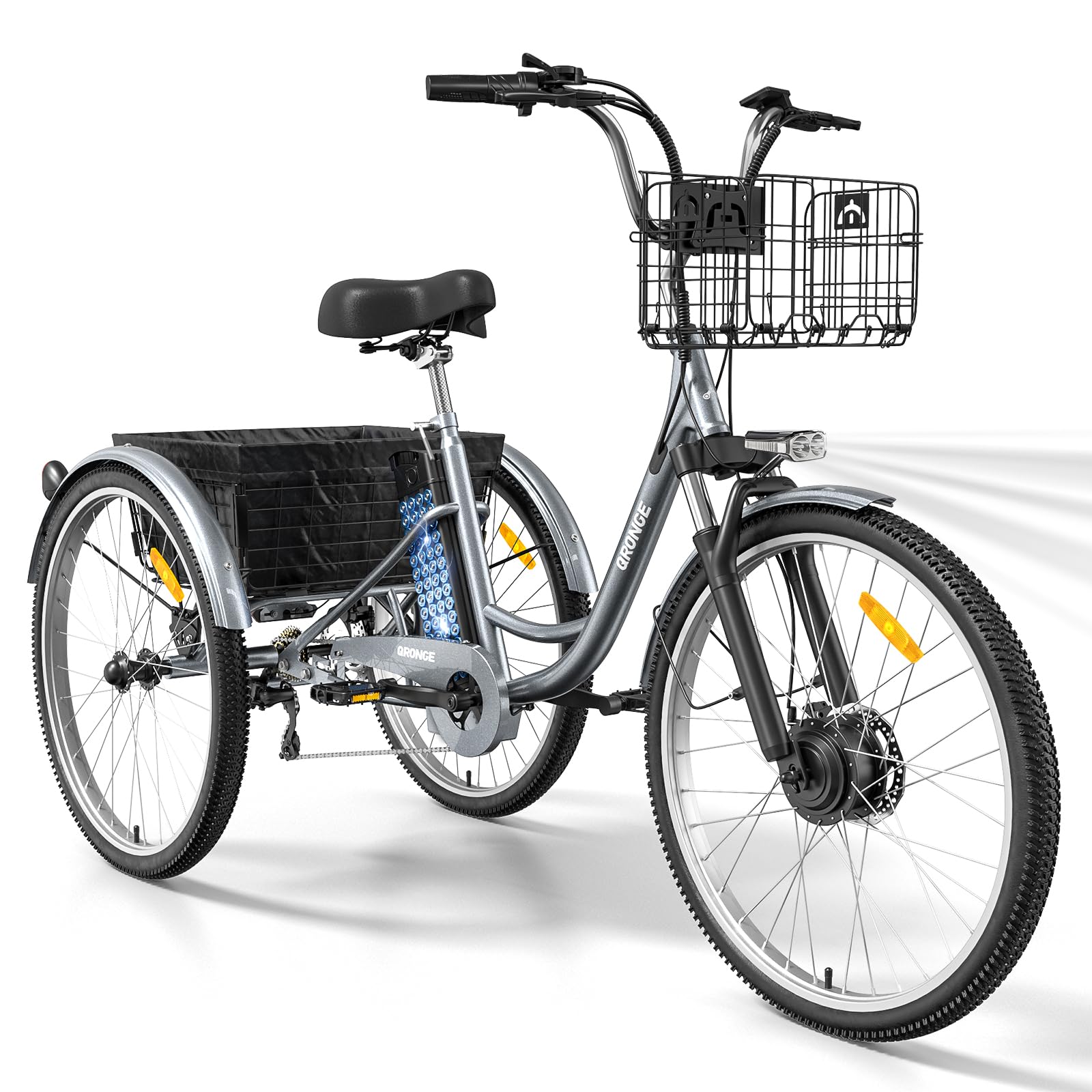Electric Tricycle for Adults, 750W 36V Electric Trike, 50 Miles Range, 26'' Three Wheel Electric Bicycle, 7 Speeds Electric Tricycle with Large Basket