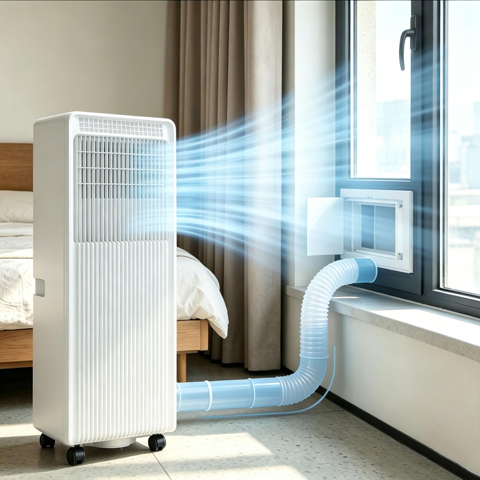Multi-Function Portable AC Unit Cools, Evaporative Swamp Air Cooler 4000W